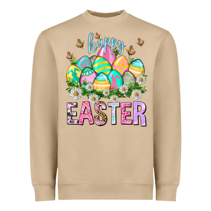 Happy Easter With Eggs Heavyweight Sweatshirt by NancyCooperArtShop | Teevron