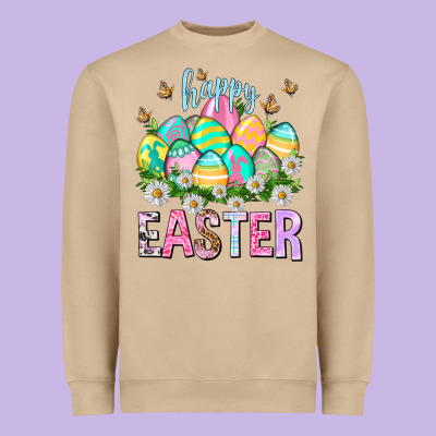 Happy Easter With Eggs Heavyweight Sweatshirt Designed By Nancycooperartshop