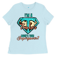 Baby Blue i'm a teacher what's your superpower cowhide Ladies Tee - Jasminsmagicworld