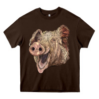 Chocolate Brown american yorkshire pig face Heavy Core Tee - LillyAllenDesigns