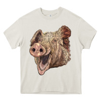 Cream american yorkshire pig face Heavy Core Tee - LillyAllenDesigns