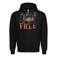 Black Wild and free 4th of july Zipper Hoodie - CowGirlArtShop