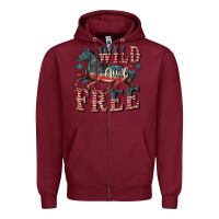 Burgundy Wild and free 4th of july Zipper Hoodie - CowGirlArtShop
