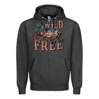 Charcoal Heather Wild and free 4th of july Zipper Hoodie - CowGirlArtShop