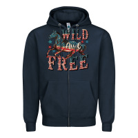 Navy Wild and free 4th of july Zipper Hoodie - CowGirlArtShop