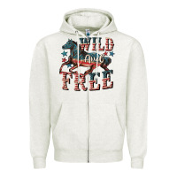 Oatmeal Heather Wild and free 4th of july Zipper Hoodie - CowGirlArtShop