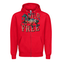 Red Wild and free 4th of july Zipper Hoodie - CowGirlArtShop
