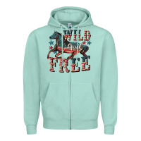 Seafoam Wild and free 4th of july Zipper Hoodie - CowGirlArtShop