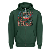 Sports Green Wild and free 4th of july Zipper Hoodie - CowGirlArtShop