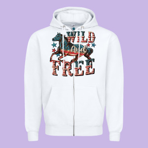 Wild And Free 4th Of July Zipper Hoodie Designed By Cowgirlartshop