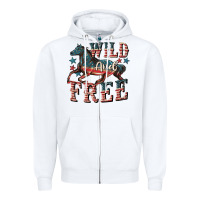 White Wild and free 4th of july Zipper Hoodie - CowGirlArtShop