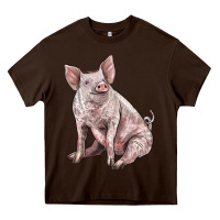 Chocolate Brown american yorkshire pig Heavy Core Tee - LillyAllenDesigns