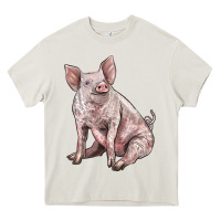 Cream american yorkshire pig Heavy Core Tee - LillyAllenDesigns