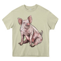 Mossy american yorkshire pig Heavy Core Tee - LillyAllenDesigns