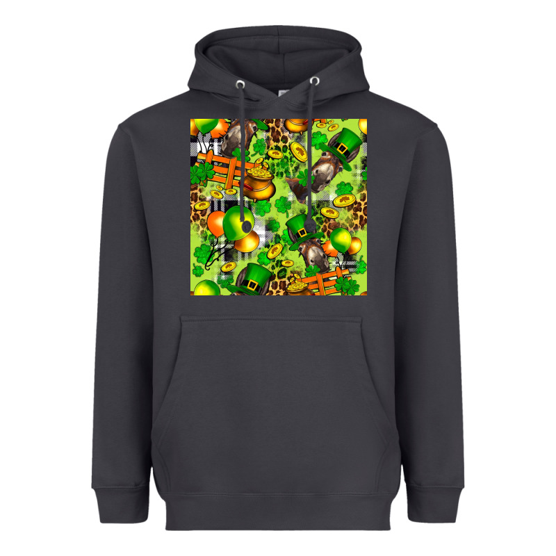 St. Patrick's Donkey With Shamrock Seamless Heavyweight Hoodie by FaDigitalArtStudio | Teevron