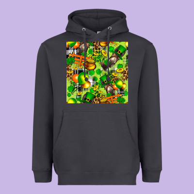 St. Patrick's Donkey With Shamrock Seamless Heavyweight Hoodie Designed By Fadigitalartstudio