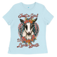Baby Blue just a girl who loves goats Ladies Tee - Jasminsmagicworld