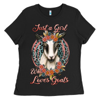 Black just a girl who loves goats Ladies Tee - Jasminsmagicworld