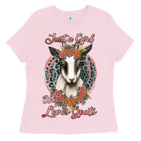 Bubblegum Pink just a girl who loves goats Ladies Tee - Jasminsmagicworld