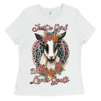 White just a girl who loves goats Ladies Tee - Jasminsmagicworld