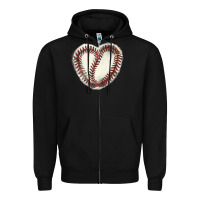 Black Baseball ball heart Zipper Hoodie - HowdyJamesFarm