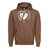 Chestnut Baseball ball heart Zipper Hoodie - HowdyJamesFarm