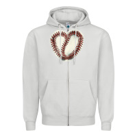 Dove Grey Baseball ball heart Zipper Hoodie - HowdyJamesFarm