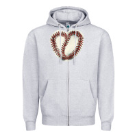 Heather Grey Baseball ball heart Zipper Hoodie - HowdyJamesFarm