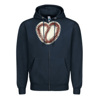 Navy Baseball ball heart Zipper Hoodie - HowdyJamesFarm