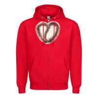 Red Baseball ball heart Zipper Hoodie - HowdyJamesFarm