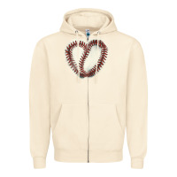 Sandshell Baseball ball heart Zipper Hoodie - HowdyJamesFarm