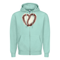 Seafoam Baseball ball heart Zipper Hoodie - HowdyJamesFarm