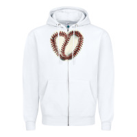 White Baseball ball heart Zipper Hoodie - HowdyJamesFarm