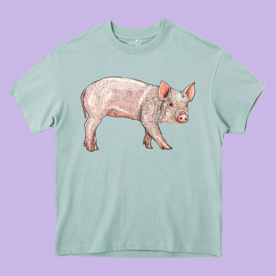 American Yorkshire Pig  Baby Heavy Core Tee Designed By Lillyallendesigns