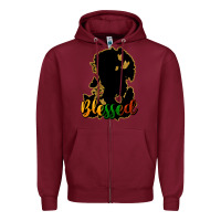 Burgundy Blessed black history Zipper Hoodie - HowdyJamesFarm