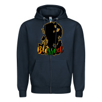 Navy Blessed black history Zipper Hoodie - HowdyJamesFarm