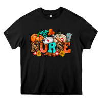 Black nurse with fall element Heavy Core Tee - AdoDesignShop