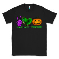 Black peace love halloween Classic Tee - BundleAndBundleShop