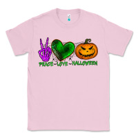 Bubblegum Pink peace love halloween Classic Tee - BundleAndBundleShop