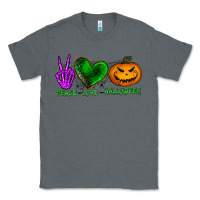 Charcoal Heather peace love halloween Classic Tee - BundleAndBundleShop