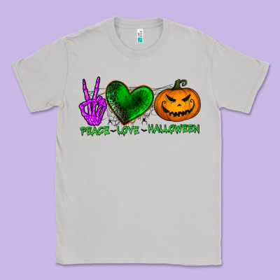 Peace Love Halloween Classic Tee Designed By Bundleandbundleshop