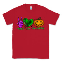 Red peace love halloween Classic Tee - BundleAndBundleShop