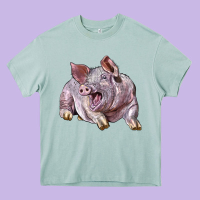 Landrace Pig Heavy Core Tee Designed By Lillyallendesigns