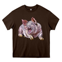 Chocolate Brown Landrace Pig Heavy Core Tee - LillyAllenDesigns