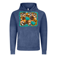 Vintage Denim fall pumpkin distressed background Vintage Hoodie - BundleAndBundleShop