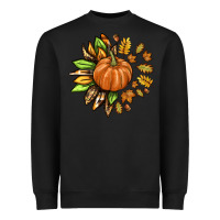 Black Fall Sunflower with Pumpkin Heavyweight Sweatshirt - texasbilliewilder