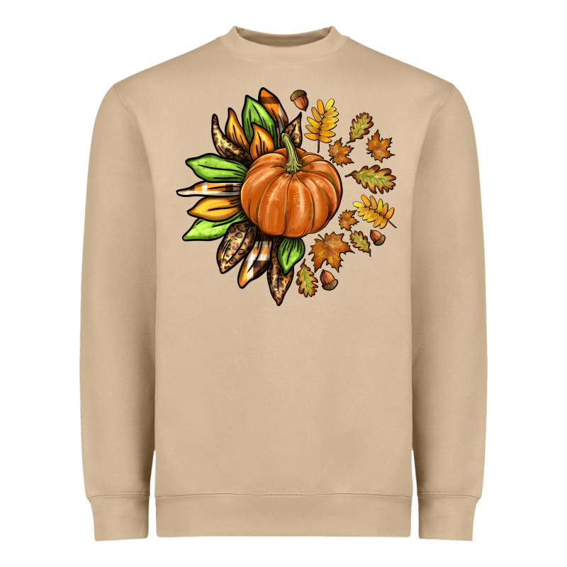 Fall Sunflower With Pumpkin Heavyweight Sweatshirt by texasbilliewilder | Teevron