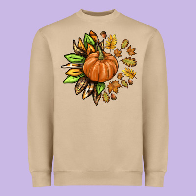 Fall Sunflower With Pumpkin Heavyweight Sweatshirt Designed By Texasbilliewilder