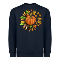 Navy Fall Sunflower with Pumpkin Heavyweight Sweatshirt - texasbilliewilder