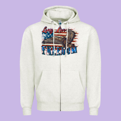 Long Live Freedom 4th Of July Zipper Hoodie Designed By Cowgirlartshop